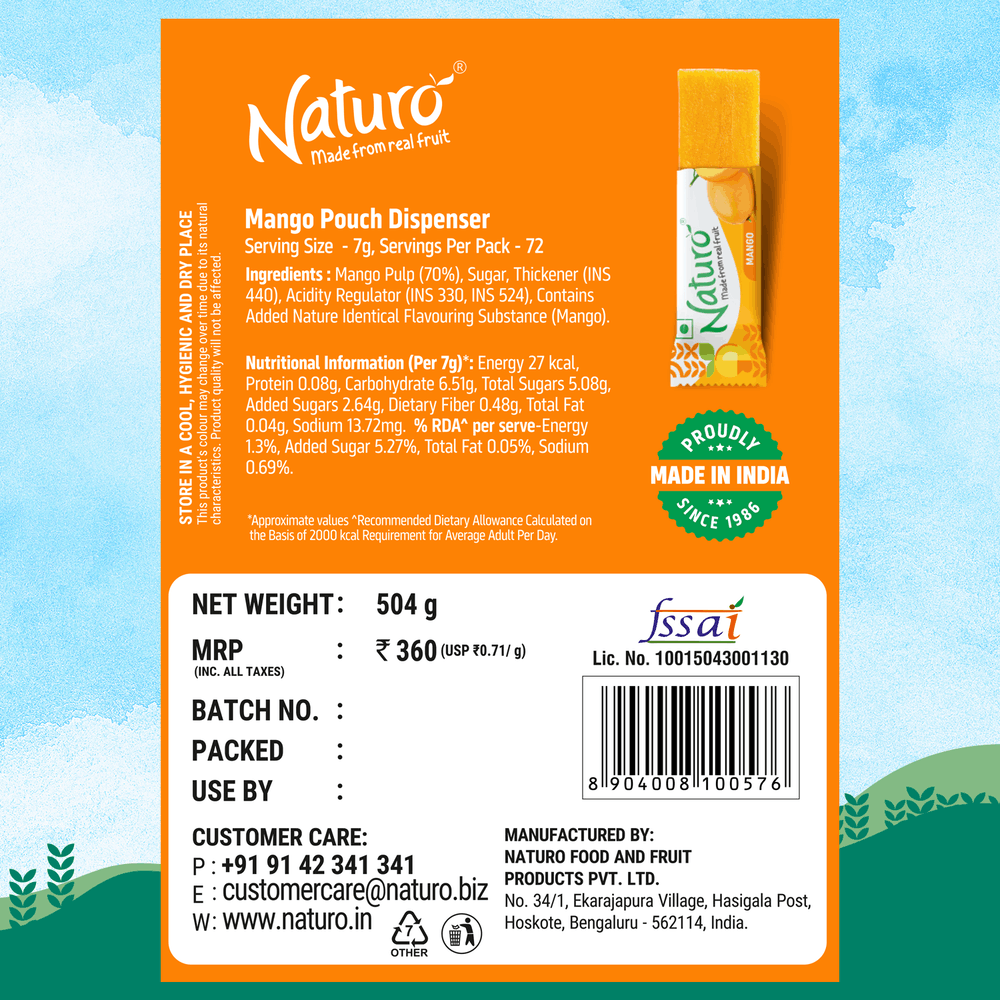 Naturo Mango Pouch Dispenser 540g (12 Pouches x 6 bars)
