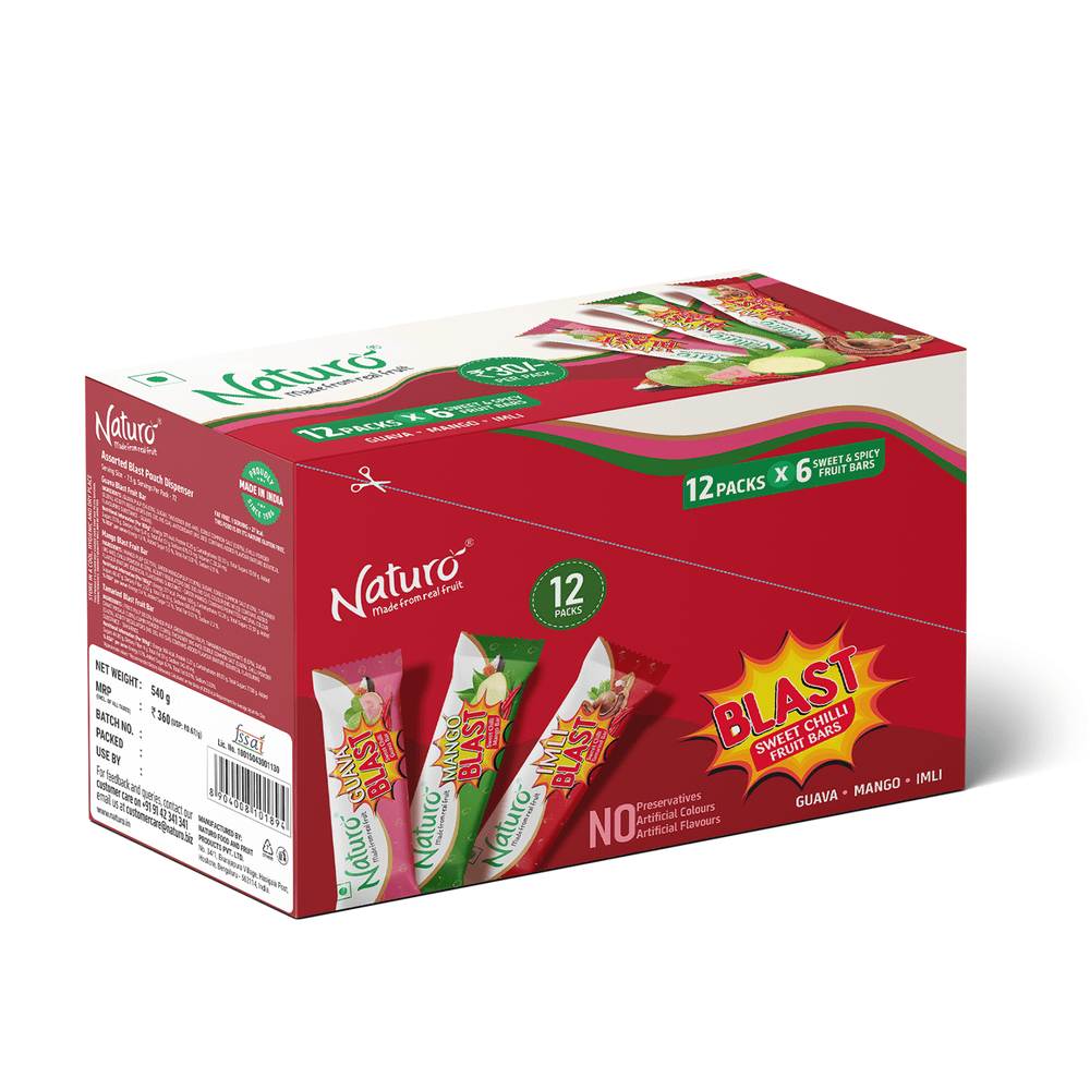 Naturo Assorted Blast Pouch Dispenser 540g (12 Pouches x 6 bars)