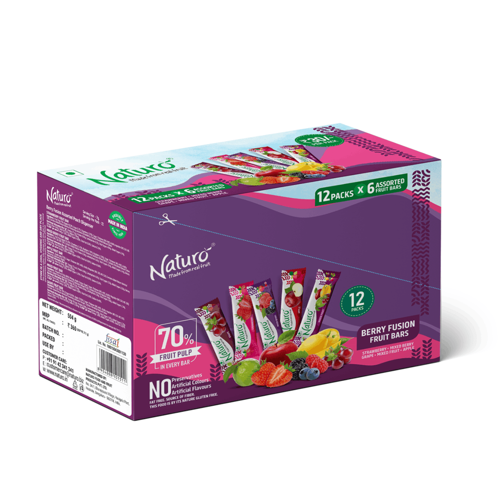 Naturo Berry Fusion Fruit Bars Pouch Dispenser 540g (12 Pouches x 6 bars)