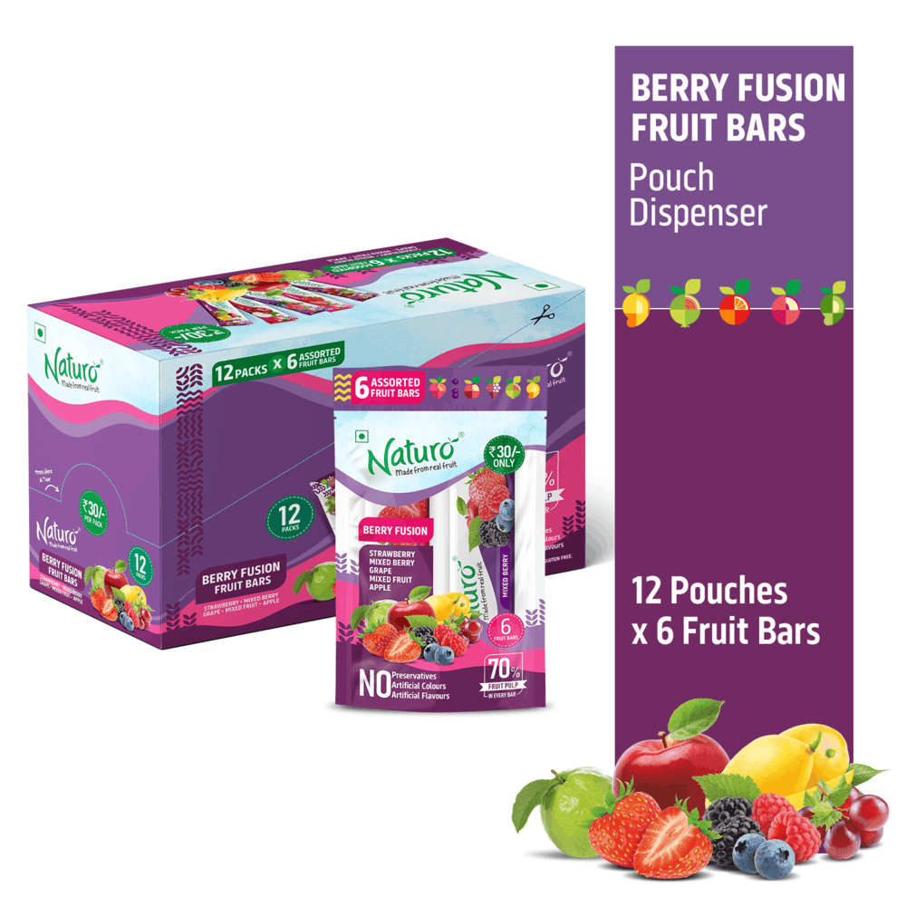 Naturo Berry Fusion Fruit Bars Pouch Dispenser 540g (12 Pouches x 6 bars)