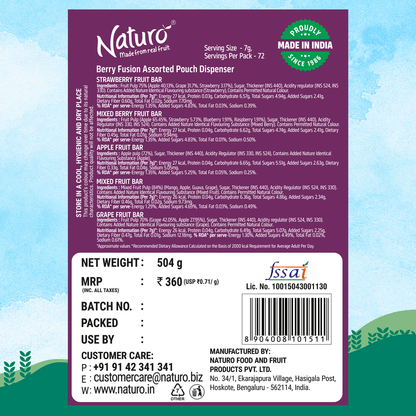 Naturo Berry Fusion Fruit Bars Pouch Dispenser 540g (12 Pouches x 6 bars)