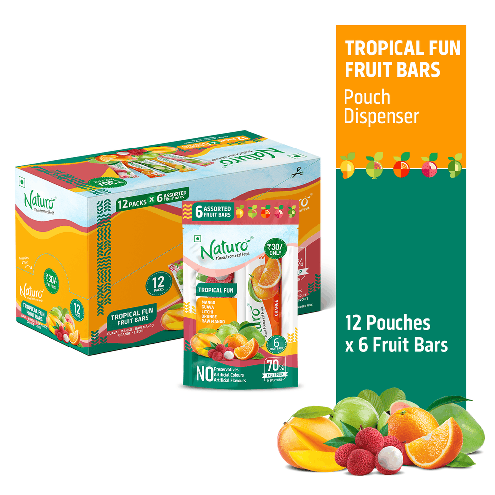 Naturo Tropical Fun Pouch Dispenser 540g (12 Pouches x 6 bars)